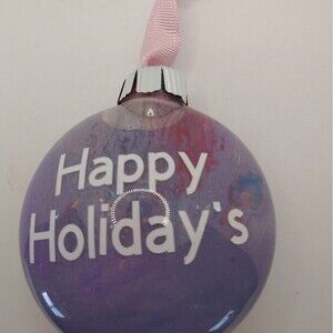 Hand Crafted Christmas Ornament Happy Holidays Plastic Bulb Hand Made